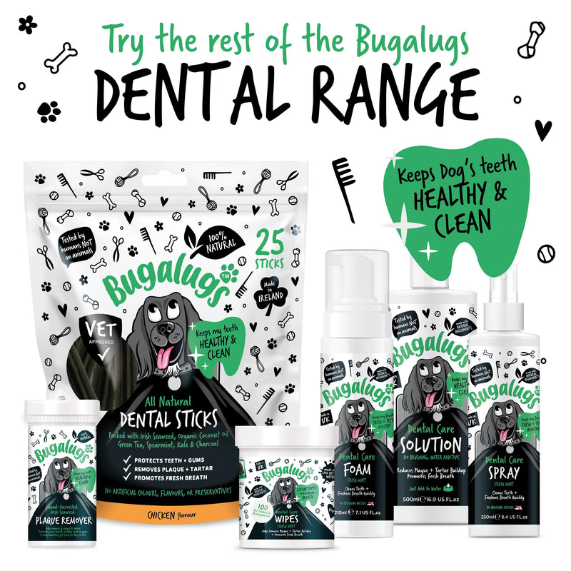 BUGALUGS Dog Breath Freshener Dental Care Foam. Clean Teeth, Healthy Gums & Fresh Breath - Natural Dog plaque remover & tartar remover for teeth - No Brushing Needed (Dog 210ml Foam) 210 ml (Pack of 1)