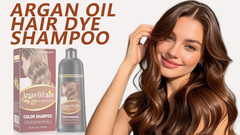 Light Brown Hair Dye Shampoo with Argan Oil, 3-in-1 Long-Lasting Formula for Men & Women, Easy to Use, 16.9 Fl Oz Light brown