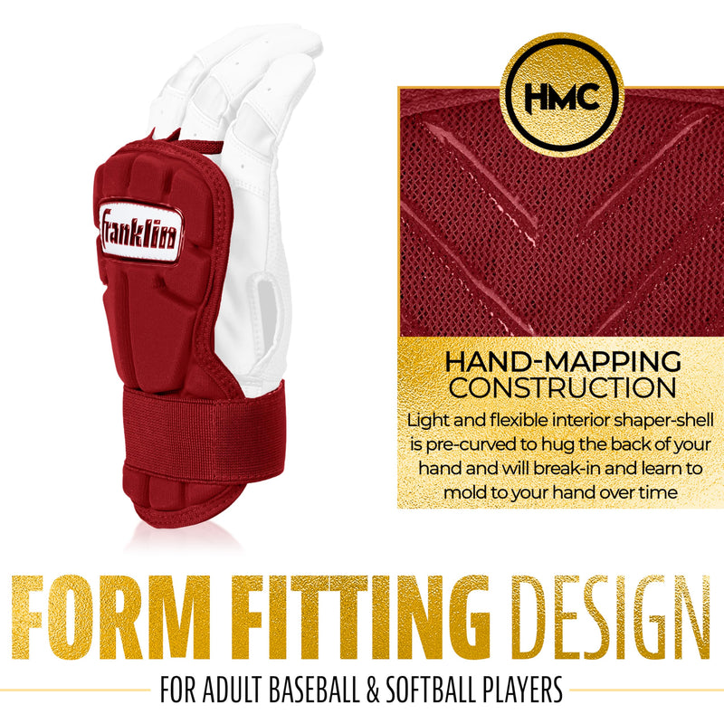 Franklin Sports Baseball Hand and Wrist Guard - PRT LG Series Adult Protector for Batting - Protective Shield for Right and Left Hand Hitters - One Size - Adult Burgundy - BeesActive Australia