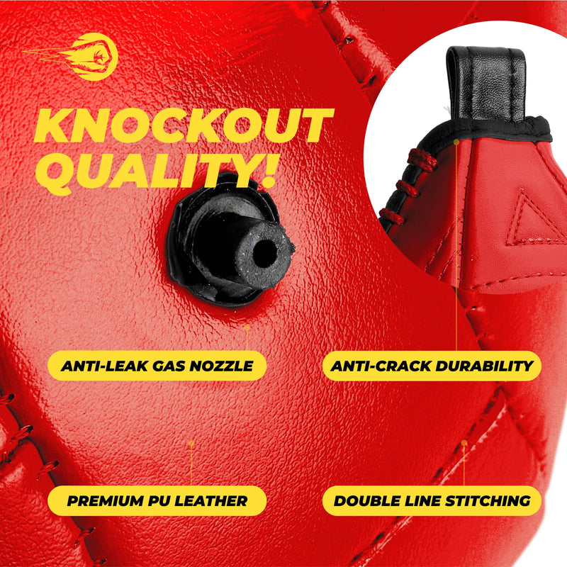 BOXERPOINT Speed Bag for Boxing - Durable PU Leather Punching Bag for Adults - Anti-Leak Boxing Bags Home Gym Training Equipment, Portable Heavy Bags - Large Reflex Ball, Indoor & Outdoor Red Medium