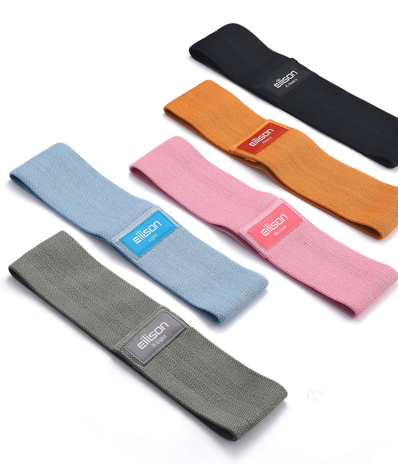 EILISON GLAMFIT Booty Resistance Bands for Women - Set of Non-Slip 5 Cotton Loops, Hip Thigh Glute Workout Bands for Squats, Yoga & Home Fitness Strength Training (Level 5)