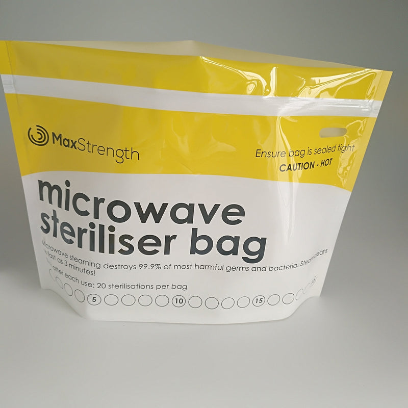 Premium Microwave Sterilizer Bags (20pcs) by Max Strength, Large & Durable Steam Bags for Baby Bottles, Soothers, Teethers & Training Cups, 20 Uses Per Bag & Marking System - BeesActive Australia