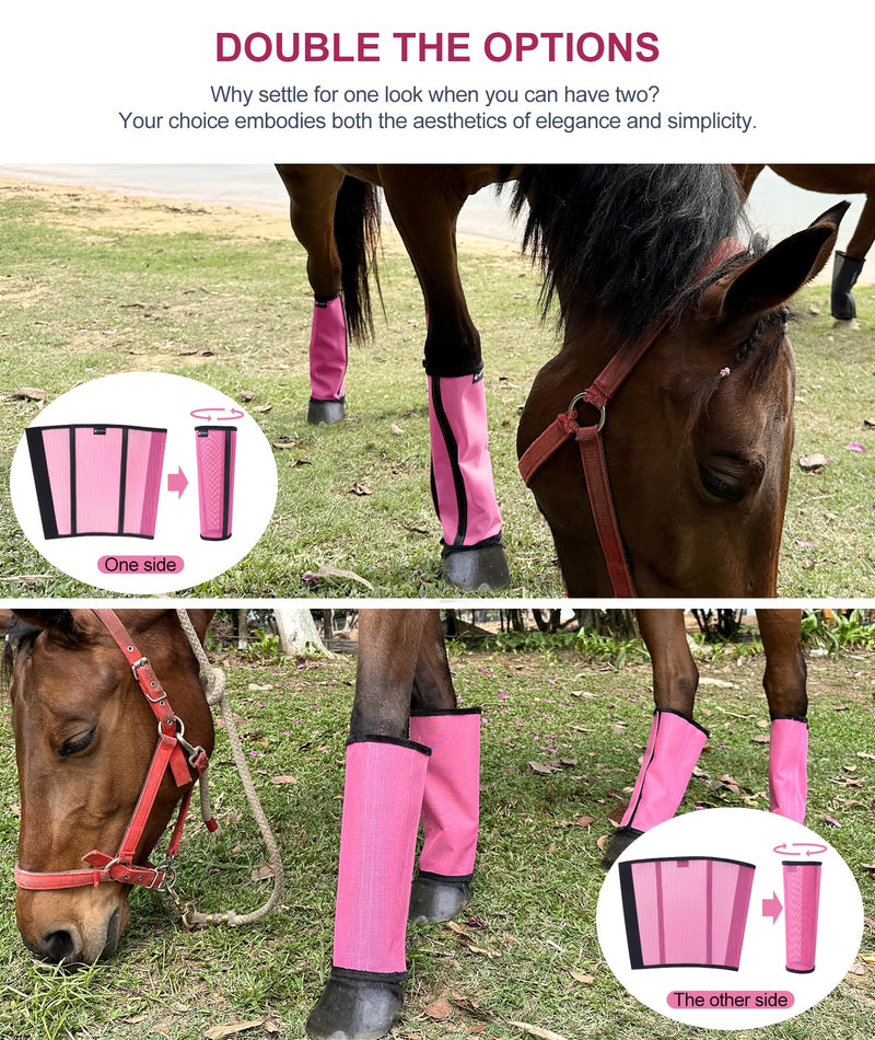 Horse Fly Boots for Pony - Upgrade Mesh Mini Donkey Leg Fly Protection with Leather Frame, Horse Leggins Fly Boots Set of 4(small, blue) Small for 10~13 hand pony/donkey - BeesActive Australia