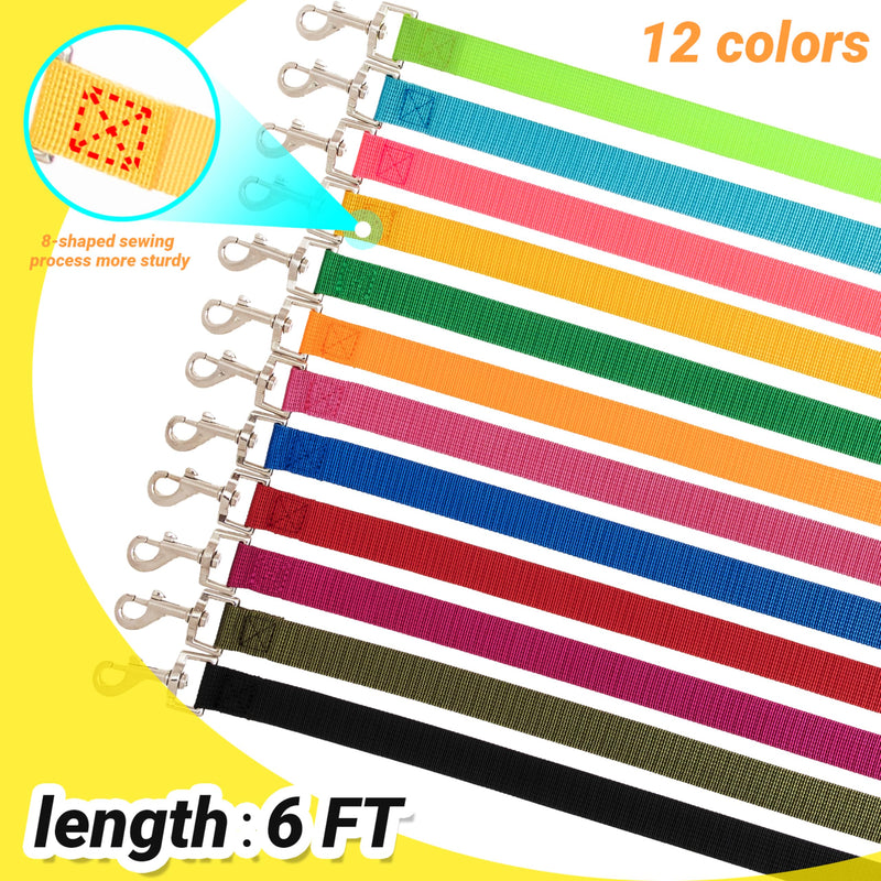 12 Pcs Dog Leashes for Small Medium Large Dogs, 6FT Lead Short Dog Leash with Swivel Hook for Walking, Training, Hiking, Rescues, Grooming, Shelter, Outdoor - BeesActive Australia