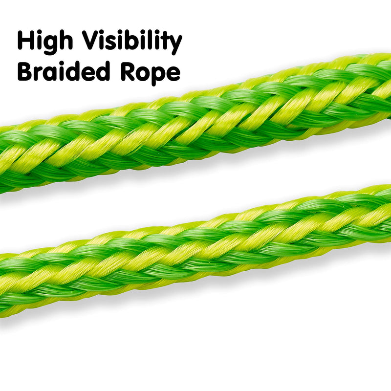 Skog Å Kust Premium PWC Dock Lines | 2-Pack Heavy Duty Braided Ropes, 1/2'' x 7ft & 14ft Lengths, with 316 Stainless Steel Clip Yellow & Green 1/2 inch diameter, 2-Pack: 7 & 14 ft length