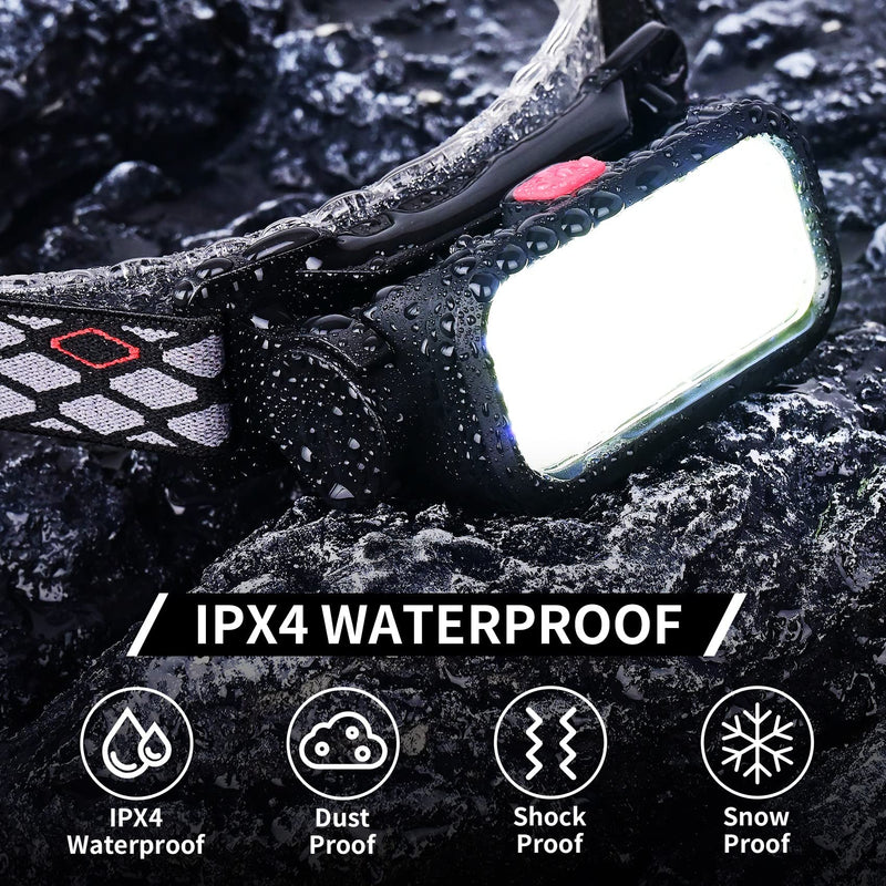 2pcs Rechargeable LED Headlamp, 8900 Lumens Super Bright Headlight with Motion Sensor, 9 Modes Zoomable Head Lamp, 180°Adjustable, IPX7 Waterproof Head Lamp for Camping, Running, Climbing, Hiking 2