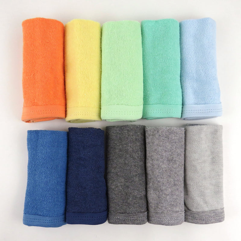 HonestBaby 10-Pack Organic Cotton Baby-Terry Wash Cloths, Rainbow Blues, One Size 10-pack Rainbow Blues - BeesActive Australia