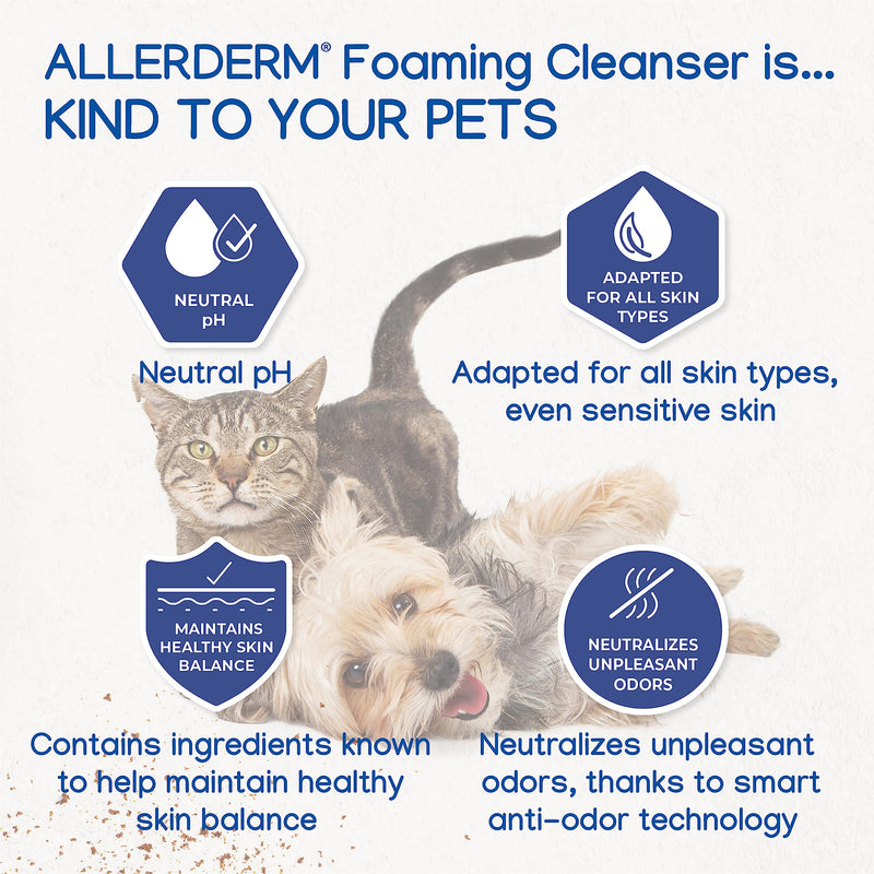 ALLERDERM Foaming Cleanser- Rinse-Free Waterless Micellar Foam for Dogs and Cats with Sensitive Skin by Virbac - PawsPlanet Australia