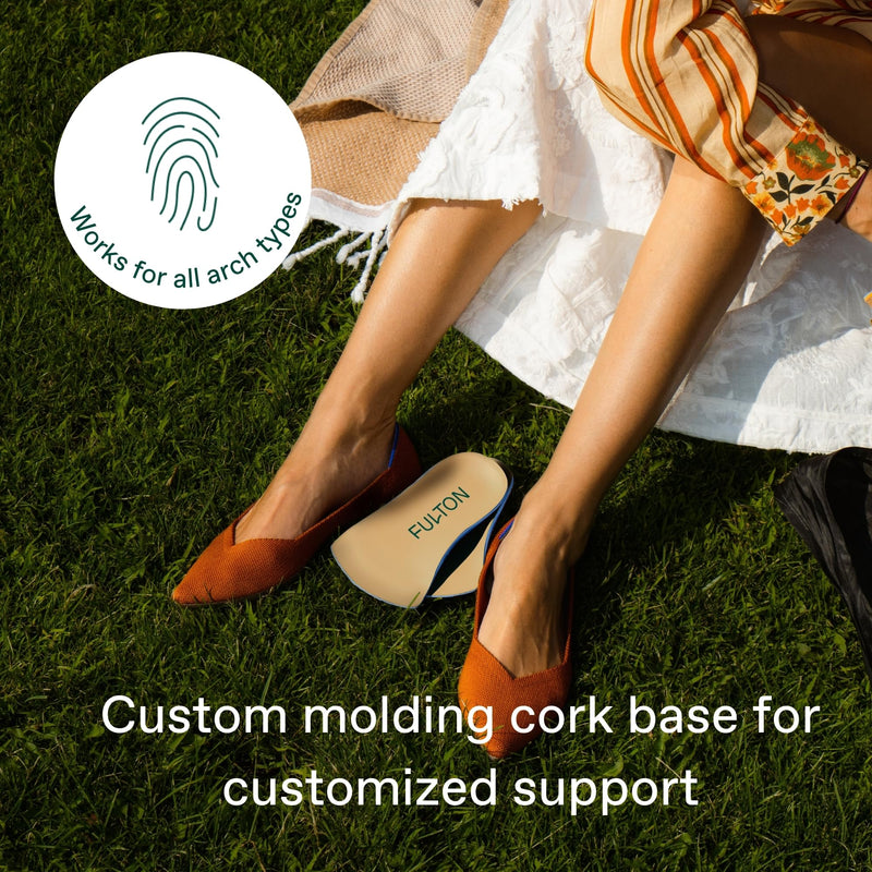 Fulton Universal Shoe Inserts for Men/Women with Custom Molding & Arch Support - Everyday Cork Inserts for Shoes Without Removable Insoles - Prevent Overpronation & Plantar Fasciitis (Women, 9.5-10) Women - BeesActive Australia