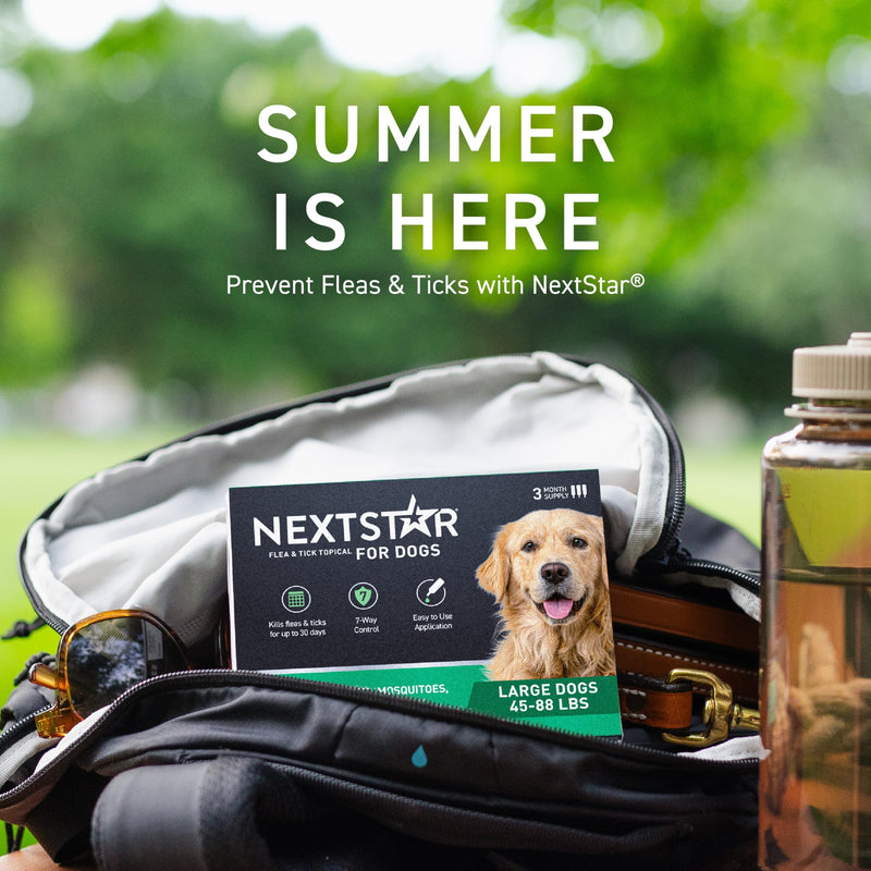 NEXTSTAR Flea and Tick Prevention for Dogs, Repellent & Control, Fast Acting Waterproof Topical Drops, Flea and Tick Prevention for Large Dogs, 1 Monthly Dose Large Dogs (45-88 lbs) 1 Dose