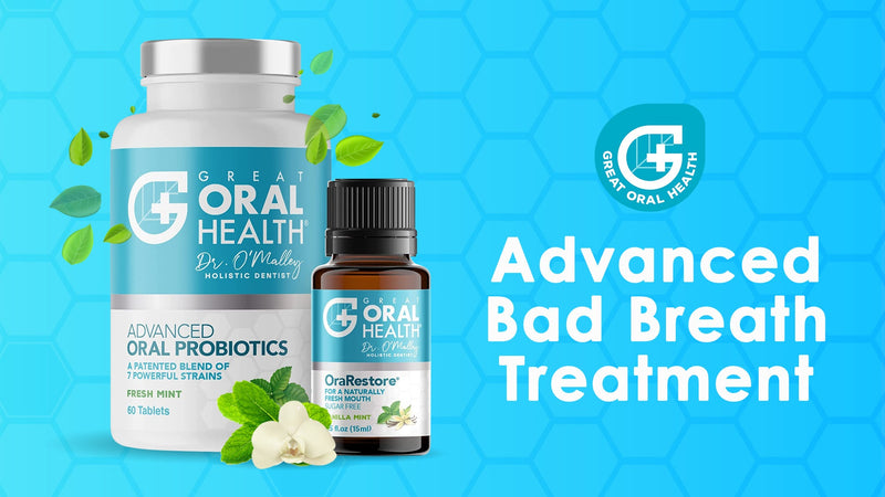 Advanced Bad Breath Treatment Duo — The Oral Probiotics Tablet & OraRestore Natural Mouth & Tooth Concentrated Oil — Dentist Formulated Mint Flavor