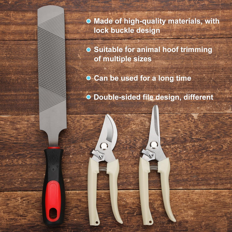 3pcs Goat Hoof Trimmers and File, Nail Clippers for Goats Hoof Nippers Curved/Straight Head Sheep Hoof Trimming Shears Hoof Rasp Horseshoe File for Goat Sheep Lamb Pig Animal Hooves(Off White) - BeesActive Australia