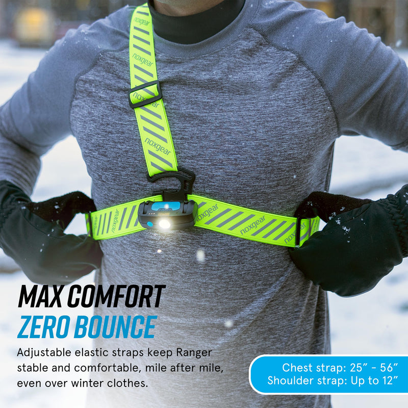 noxgear Ranger Chest Light - Super Bright 500 Lumen Reflective Running Vest, USB-C Rechargeable, Adjustable Fit, Waterproof Running Light with Detachable Flashlight, 5 Hour Burn Time - BeesActive Australia