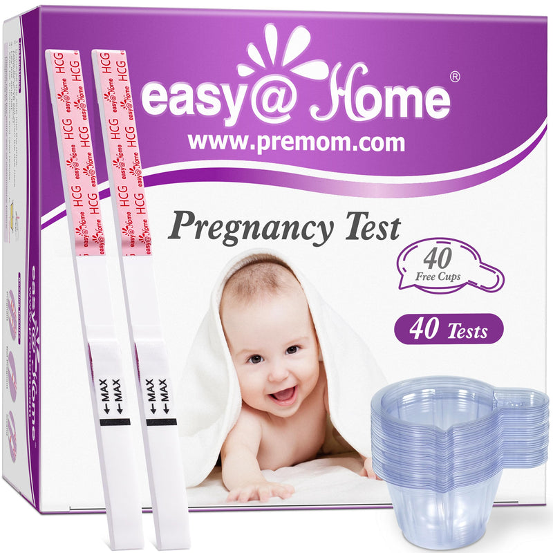 Easy@Home 40 Pregnancy Test Strips with 40 Urine Cups: Accurate Early Detection - Sensitive & Fast Clear Results - Designed for Women Trying to Conceive | 40 hCG Pregnancy Strips+ Urine Cups 40 Count (Pack of 1)