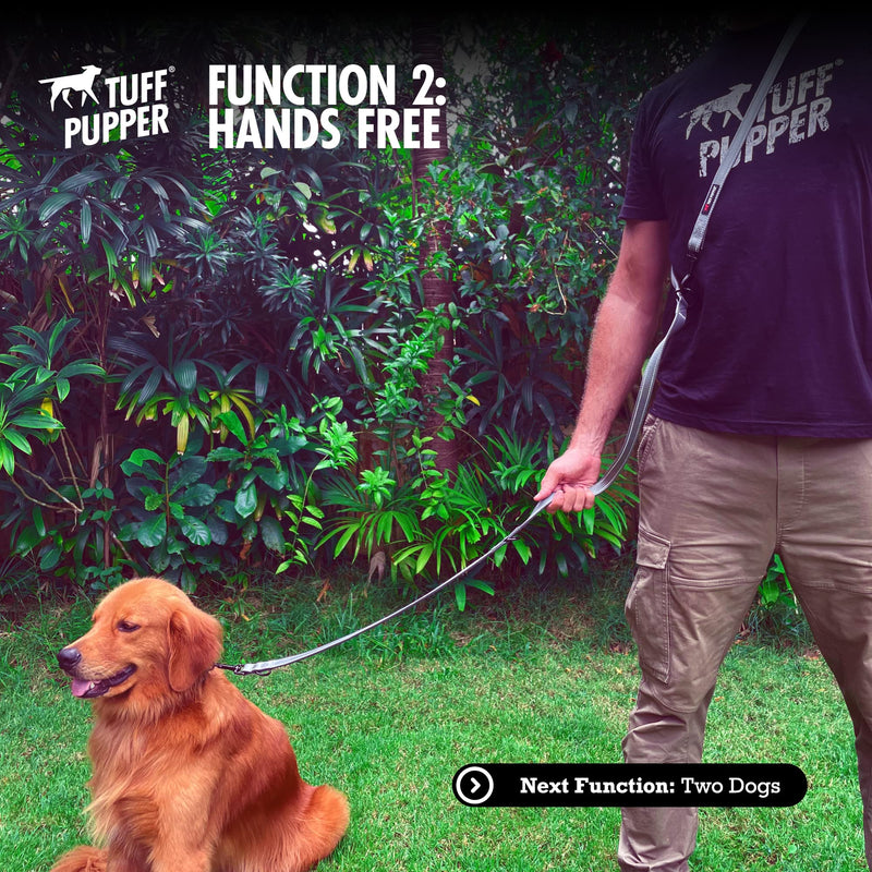 Tuff Pupper Heavy Duty Multi Function Crossbody Leash | 6 Uses in One Cross body Leash | 8 Feet Hands Free Leashes | Two Dog Leashes | Ballistic Nylon & Thick Neoprene Padding, Small Medium Large Dogs - BeesActive Australia