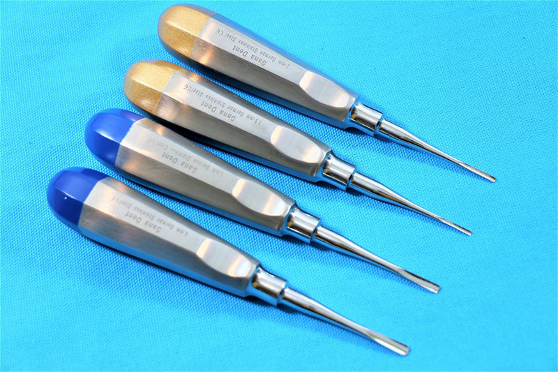 Dental Luxating Elevator Surgical Root Instruments Straight Tip 1.3 mm 2mm 3mm 4mm Set of 4 Each Premium German - BeesActive Australia