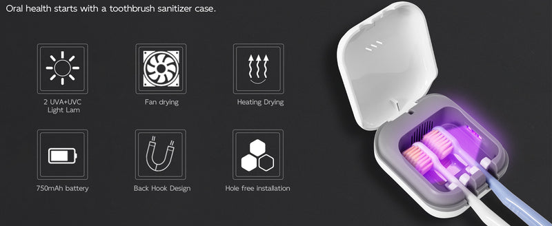 Toothbrush Sanitizeri Case with U V-C Lights, Dryer Heating, Fan Drying - Rechargeable Portable Toothbrush Cover, Hook Wall Mount Sterilizeri Box for Home, Travel & Fits All Toothbrushes White 2