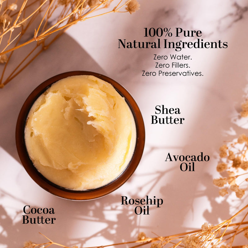Better Shea Butter Scar Eraser Balm - Cocoa Butter Cream for Stretch Marks and Dark Spots, Burns, Old Scars - Acne Scars - Designed w Zero Synthetic Ingredients, 4 oz - BeesActive Australia