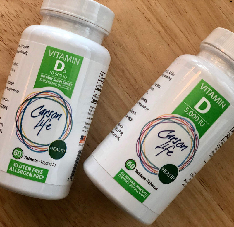 Carson Life Vitamin D 10,000 IU Tablets - Excellent Supplement for Vitamin D Deficiency - Helps Strengthen Bones, Teeth and Immune System - 60 Tablets - Made in the USA 1 Count (Pack of 60)