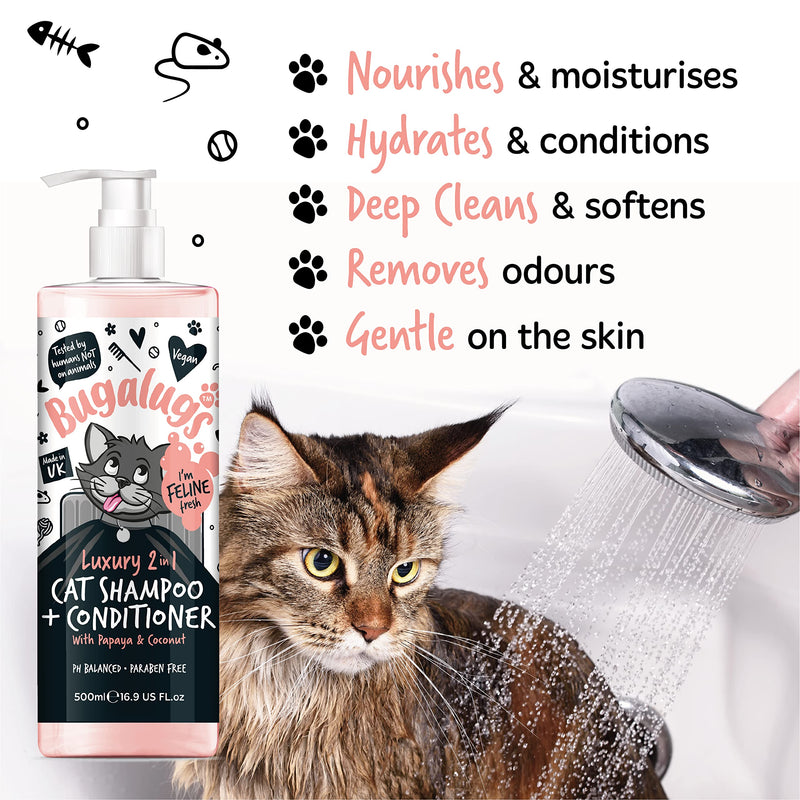 Bugalugs 2in1 cat shampoo + conditioner 500 ml pump dispenser 500 ml shampoo - BeesActive Australia