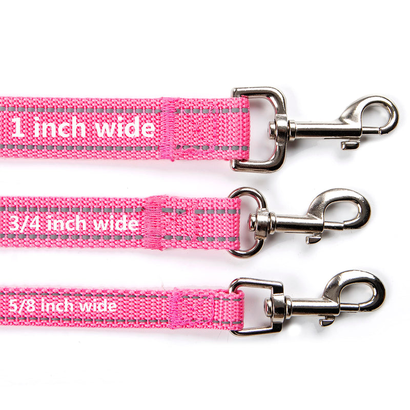 6FT Reflective Dog Leash for Large&Medium and Small Dogs, Strong and Durable Nylon Leashes for Walking and Training, 6 Foot Dog Leash with D Ring for Puppy (Pink, 5/8 inch x 6FT) PINK - BeesActive Australia