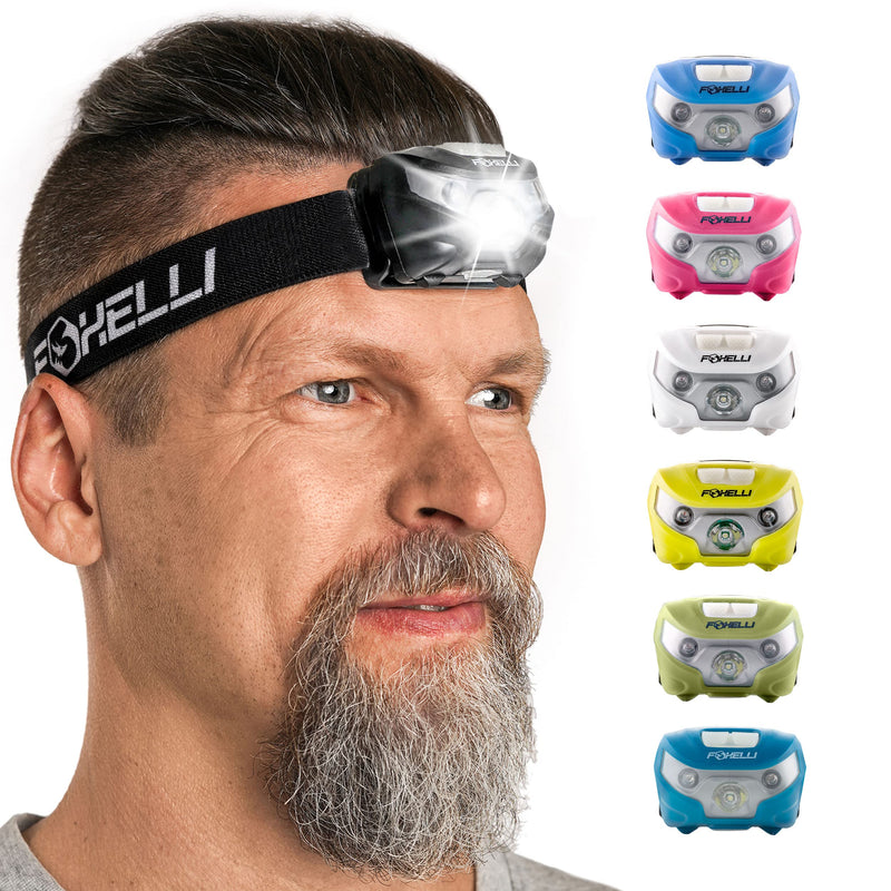 Foxelli USB-C Rechargeable LED Headlamp – Super Bright, Lightweight Head Lamp for Running, Camping, Hiking & Work – Comfortable Fit for Adults & Kids 2-Pack Black - BeesActive Australia