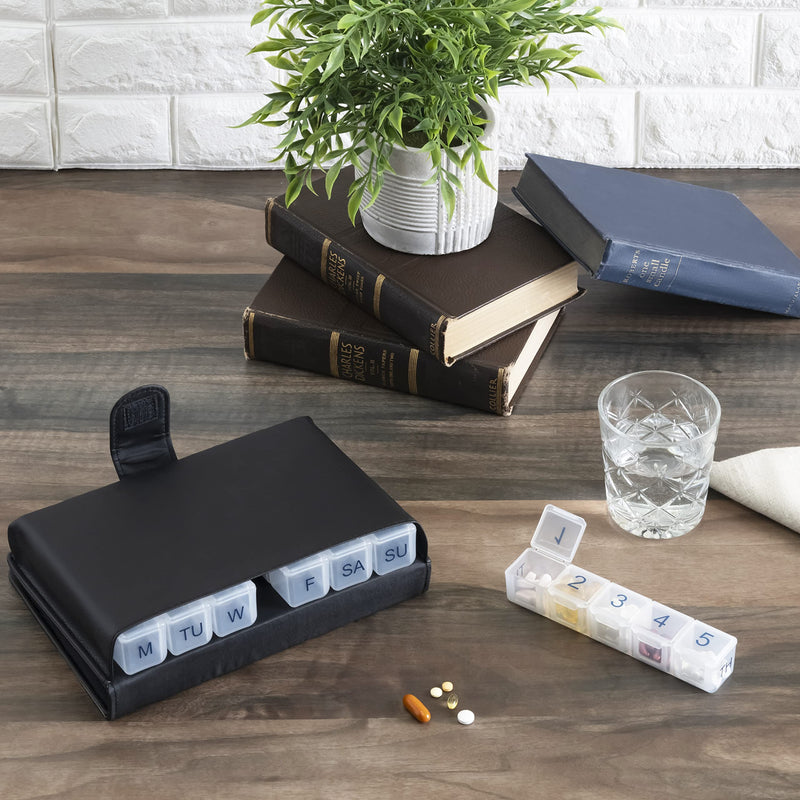 e-Pill 5 Times a Day x 7 Day Large Weekly Pill Organizer, Vitamin and Medicine Pill Box - with Discreet Case (Clear) Clear