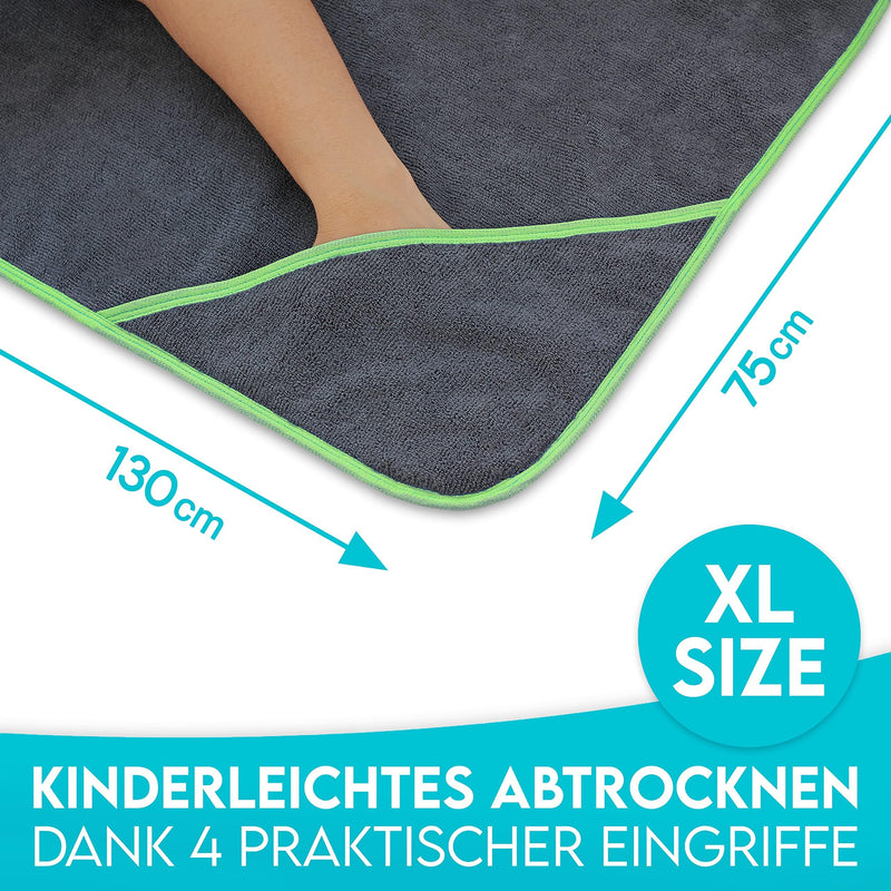 DOG IS KÖNIG® Extra Absorbent Dog Towel - Highly Absorbent Dog Towel Made of Microfiber with 4 Interventions - Soft XL Microfiber Towel for Dogs - Premium Dog Drying Towel, Quick Drying Dark Gray Green [130x75cm] - BeesActive Australia