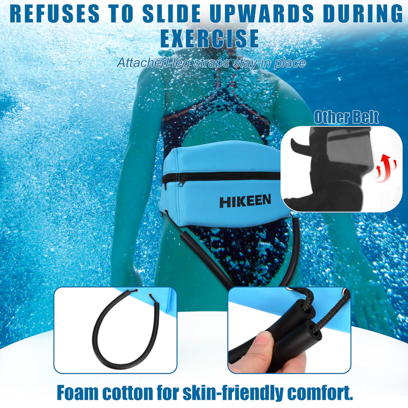 Hikeen Swim Belt for Adults/Kids,Water Aerobics Equipment with Fixing Straps and Zipped Pocket,Adults Pool Exercise Equipment for Pool Exercises and Workouts Blue Regular Size - BeesActive Australia