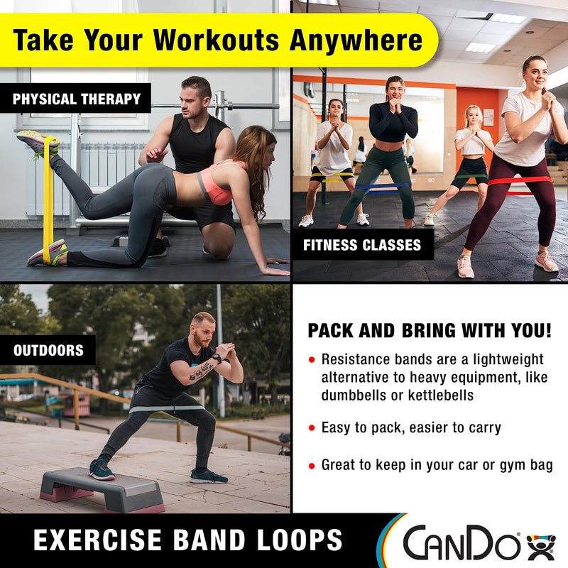 Cando Exercise Loops - Arms - 10" Set of 5 5 Piece Set (Yellow/Red/Green/Blue/Black) 15"