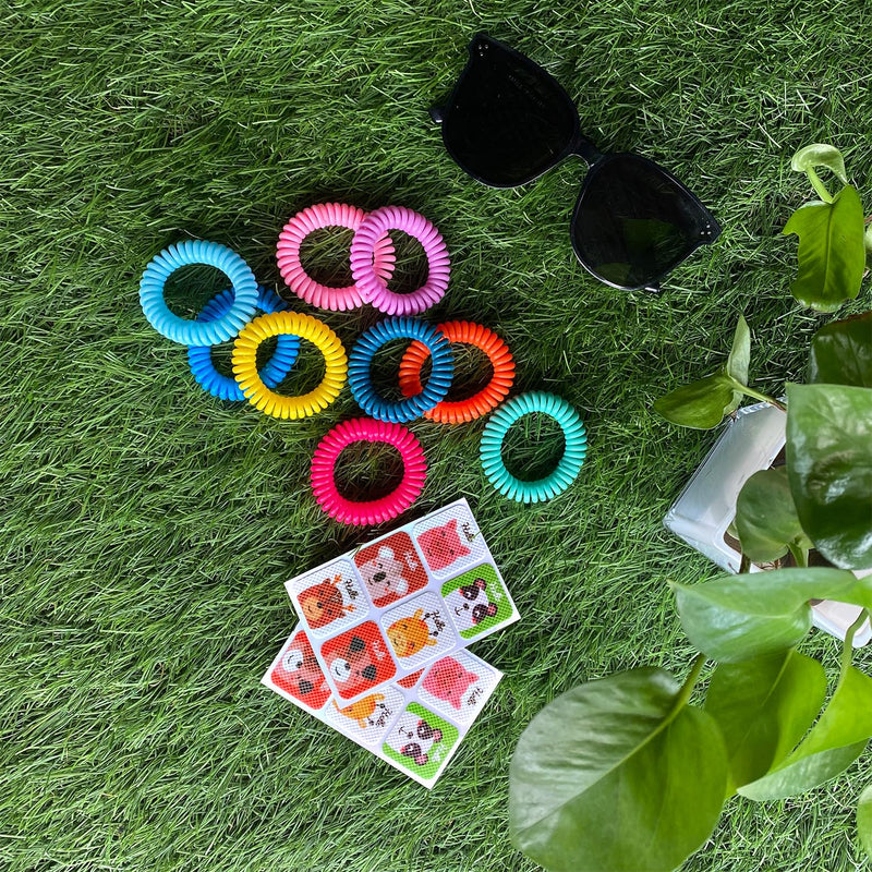 54 Pack Mosquito Repellent Bracelets, DEET-Free Insect & Bug Repellent Wrist Bands with 60 Pack Smile Mosquito Patches for Kids & Adults Outdoor Camping Fishing Traveling - BeesActive Australia