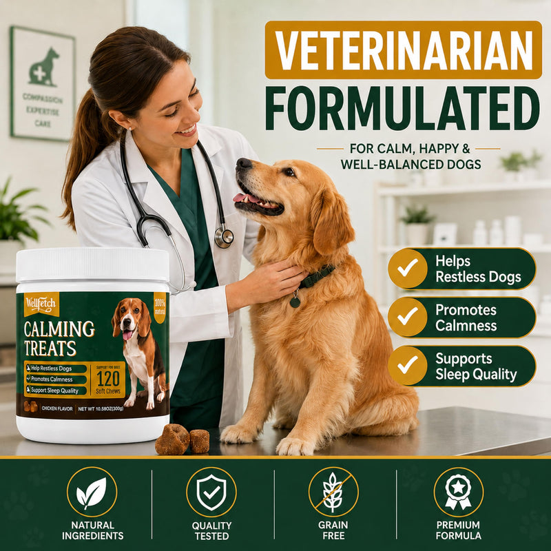 Dog Calming Treats for Anxiety & Stress Relief, Promotes Relaxation, Hemp Calming Chews for Dogs with Chamomile, Melatonin, Valerian Root & L-Tryptophan – Helps with Barking, Hyperactivity, Thunder
