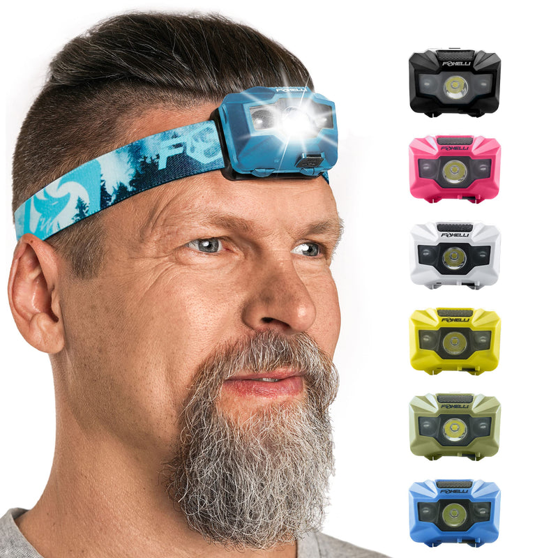 Foxelli Rechargeable LED Headlamp Bundle of 2 - Khaki & Forest: Ultralight Waterproof Head Lamp with Red Light for Running, Camping, Hiking & Outdoor - BeesActive Australia
