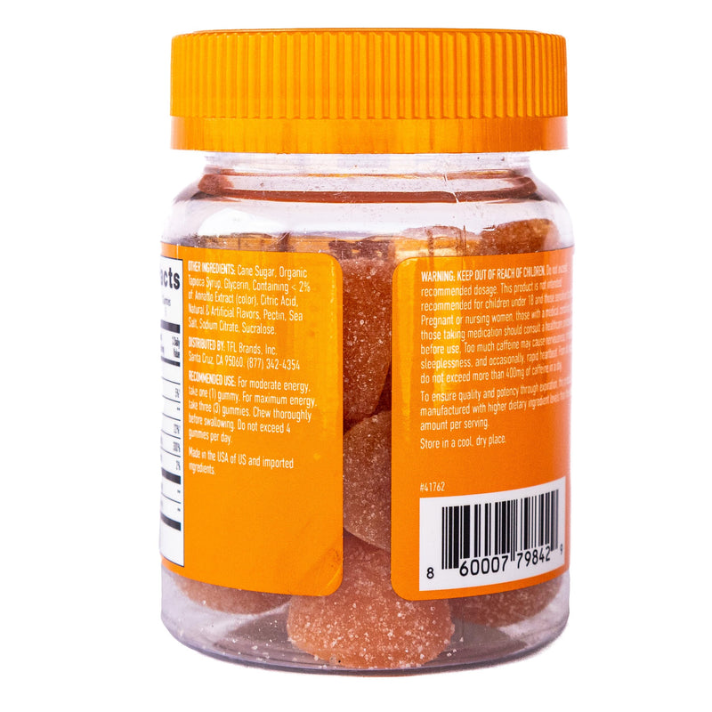 Energy Gummies, 1125 mg of Plant-Based Caffeine Chews per Bottle, Long Lasting Energy Boosters, Valencia Orange (15ct) 15 Count (Pack of 1) - BeesActive Australia