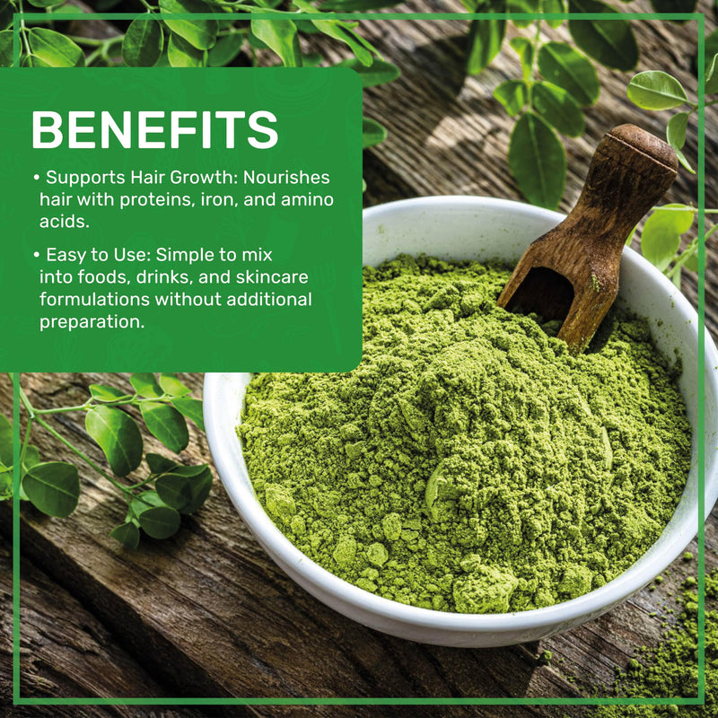 Jiva Organics Moringa Powder 1.25LB Bulk Bag - Moringa Oleifera Leaf Powder - Great for Hair, Rich in Immune Vitamin, Great Superfoods for Moringa Tea, Moringa Drink, India Grown, Vegan