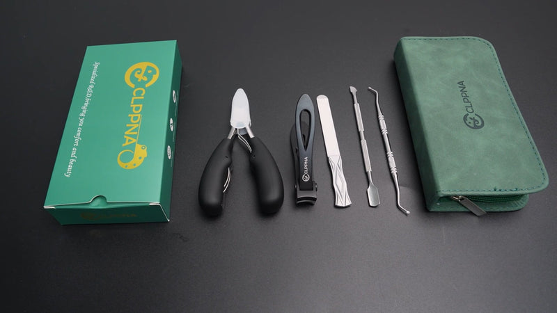 Toenail Clippers for Seniors Thick Toenails, CLPPNA Large Toe Nail Clippers Set for Men with Wide Jaw, Sharp Heavy Duty Ingrown Toenail Clippers Nail Cutter, Long Handle with Slanted Curved Blade 6PCS(Ingrown & Angled & Slanted）