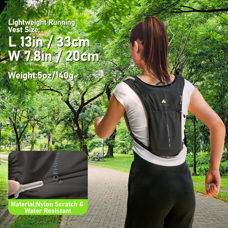 N NEVO RHINO Running Vest, Lightweight Hydration Vest, Insulated Water Backpack with 1.5L Water Bladder for Hiking, Trail, Running,Marathons,Cycling Black