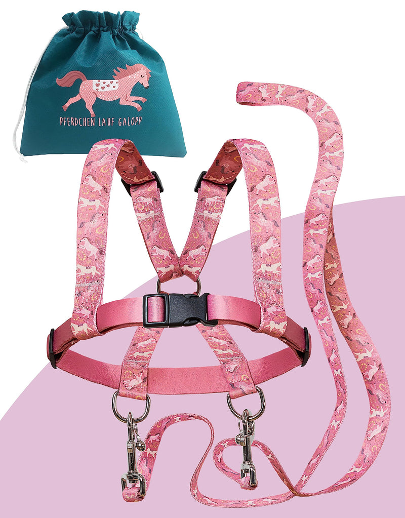 Jubi® pink horse leash for children - size adjustable for perfect fit and storage bag - horse harness for children/horse toys…