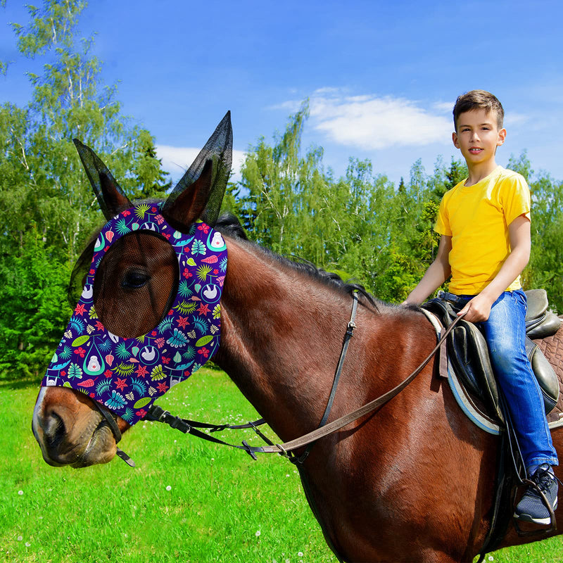 Frienda 3 Pieces Horse Fly Mask with Ears for Horses Face Covering Elasticity Smooth and Comfortable Horse Mask with UV Protection Sun Protection Horse Mask for Horses(L) L - BeesActive Australia