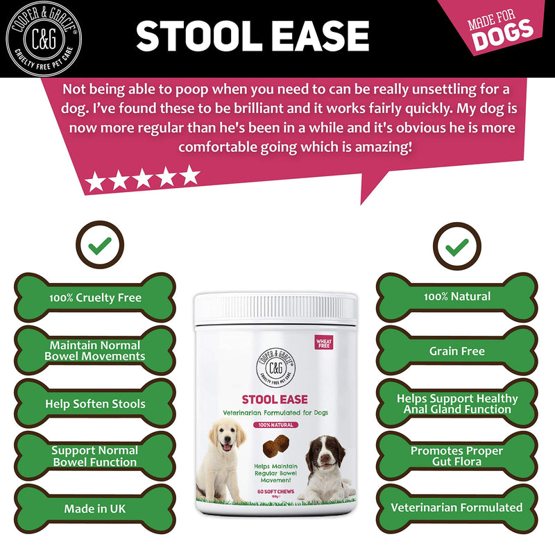 Stool Ease For Dogs 60 Soft Chews | Wheat Free | Maintain Regular Bowels | Tasty Meat Flavour | Healthy Stools | Veterinarian Formulated