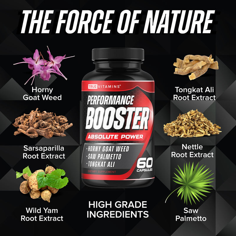 Testosterone Booster for Men - Male Enhancing Performance Supplement | Muscle Growth, Energy, Endurance, Strength, Recovery Support - Helps Improve Fast Acting Blood Flow & General Wellness - 60ct