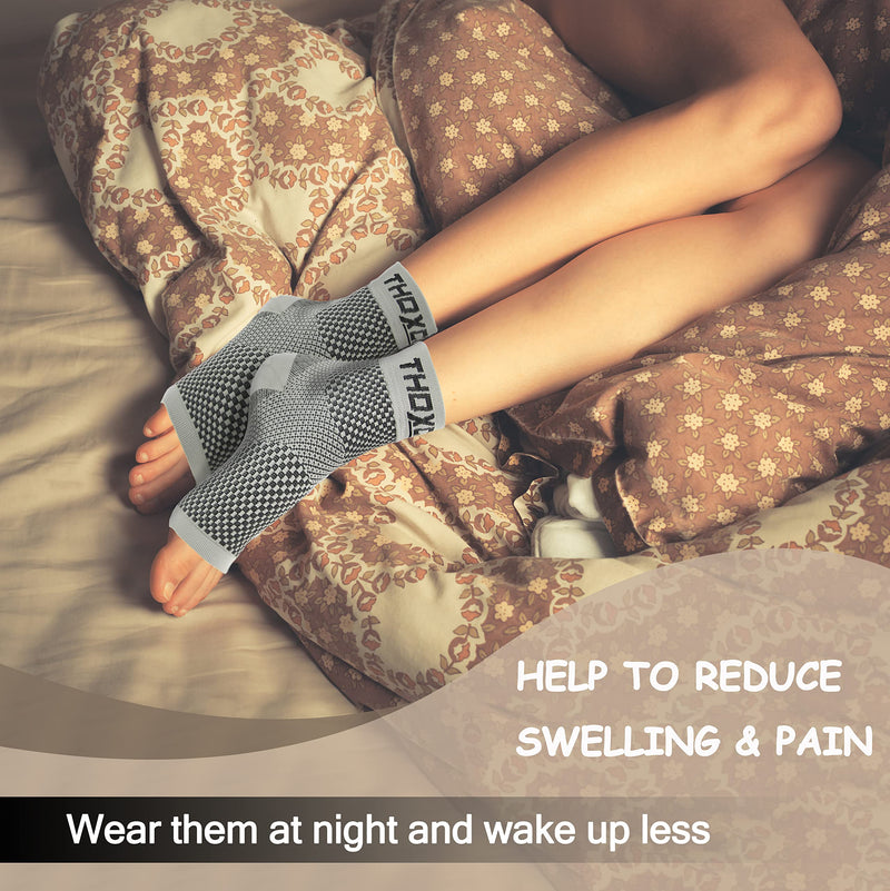 Compression Socks for Women & Men Open Toe (2 Pairs) - Best Ankle Compression Sleeve for Swelling, Achilles Tendonitis, Heel Pain & Plantar Fasciitis Relief, Gray, Large 2pairs-Gray - BeesActive Australia