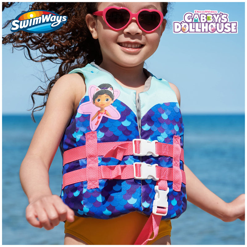SwimWays Gabby's Dollhouse Swim Trainer Life Jacket, US Coast Guard Approved Life Vest Kids Swim Vest, Pool Floats & Life Jackets for Kids 33-55 lbs, Gabby - BeesActive Australia