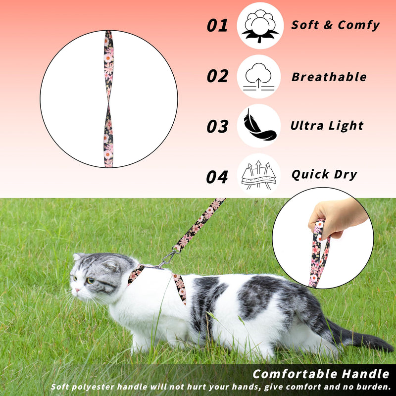 Cat Harness and Leash Set, Adjustable Kitten Harness Escape Proof Cats Harness, Soft Lightweight Walking Travel Pet Harness, Cute Kitty Harness Leash Set for Small Medium Cats, Light Pink A-Light Pink - BeesActive Australia