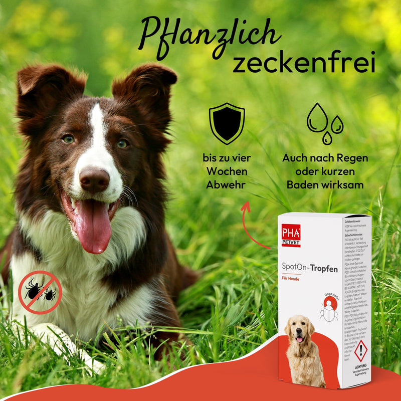 PHA Spot on drops for dogs to ward off fleas, ticks and other pests, plant biocide, 2 plastic tubes of 2 ml each - BeesActive Australia