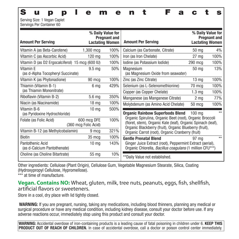Rainbow Light Prenatal Multivitamin One + for Women | 60 Caplets | Essential Nutrition for Mom & Baby | Real Food Nutrients | Prenatal Botanical & Probiotic Blend | Essential Nutrition for Mom & Baby | Real Food Nutrients | Prenatal Botanical & Probiot...