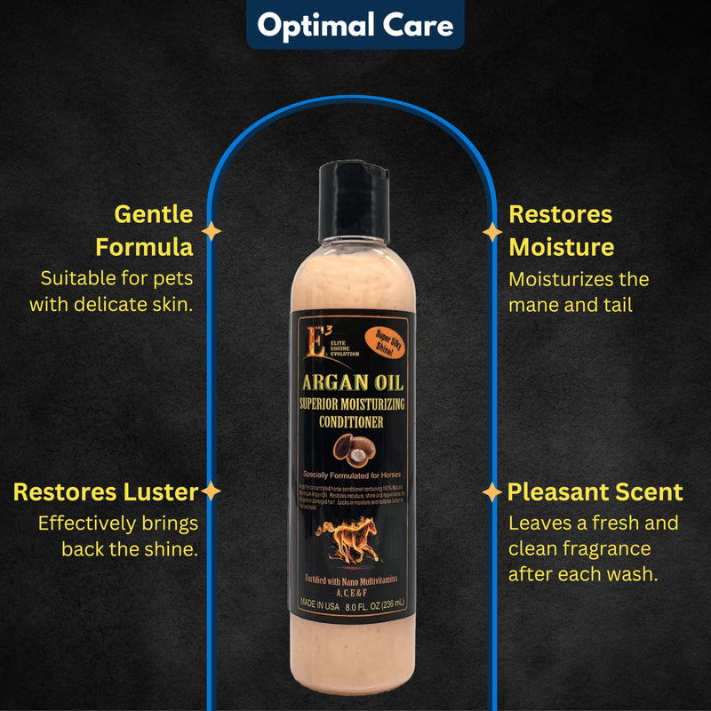 E3 Argan Oil Conditioner - Ideal for Dry, Damaged Hair, Leave-in or Rinse-Out, Strengthens, Moisturizes, Prevents Breakage, Split Ends, Nourishes Skin (8 fl oz) - BeesActive Australia