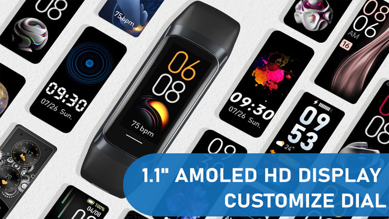 Fitness Tracker with 24/7 Heart Rate, Activity Trackers with Blood Pressure Sleep Monitor, 1.10" AMOLED Screen Step Tracker, Waterproof Step Counter, Health Smart Watch Pedometer for Women Men pink