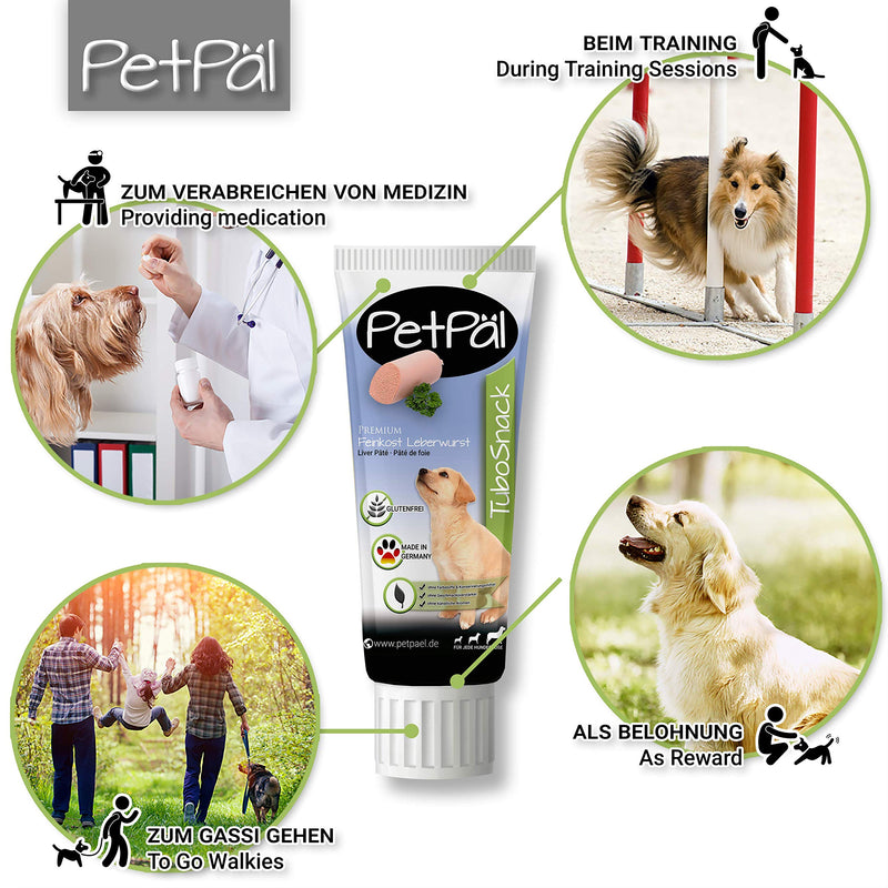 PetPäl dog liver sausage “TuboSnack” - without grain, salt, sugar - premium treat from the tube - tasty, tasty, healthy, natural - also ideal for puppies - 3x 75g dog snack Made in Germany 75 g (pack of 3) - BeesActive Australia