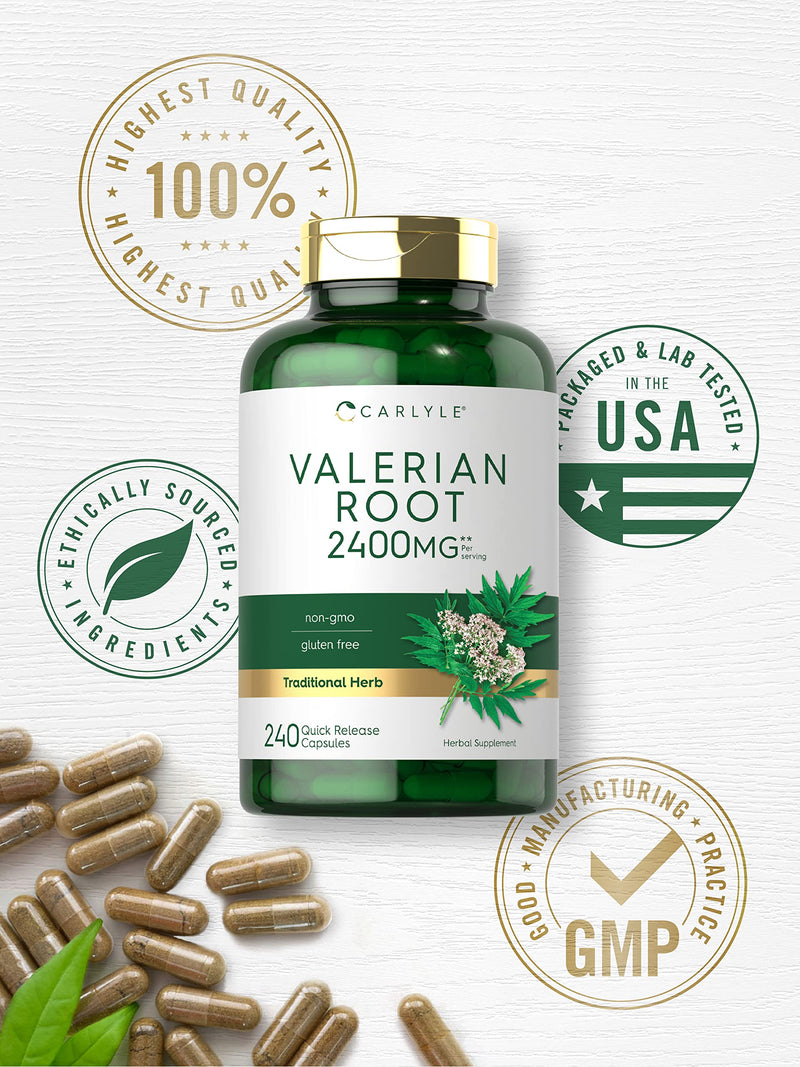 Carlyle Valerian Root Capsules | 240 Count | Herb Extract Supplement | Non-GMO, Gluten Free - BeesActive Australia